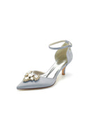 Rhinestone Pointed Toe Kitten Heels With Rhinestone - KissProm