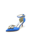 Rhinestone Pointed Toe Kitten Heels With Rhinestone - KissProm
