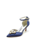 Rhinestone Pointed Toe Kitten Heels With Rhinestone - KissProm