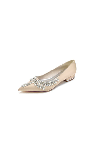 Rhinestone Pointed Toe Kitten Heels - KissProm