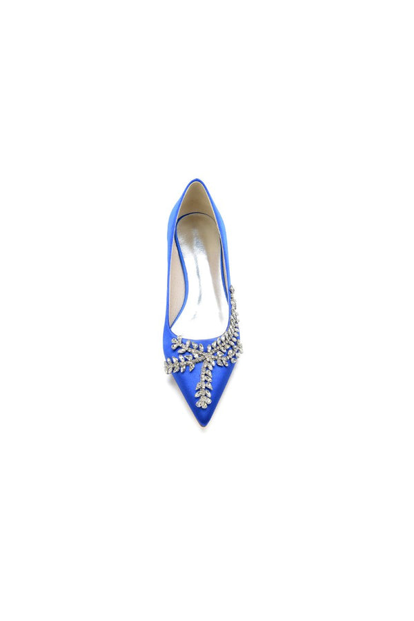 Rhinestone Pointed Toe Kitten Heels - KissProm