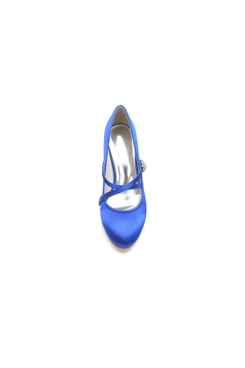 Rhinestone Pointed Toe Satin Stiletto Heels - KissProm