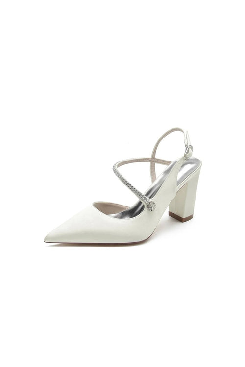 Rhinestone Strap Block Heel Sandals - KissProm