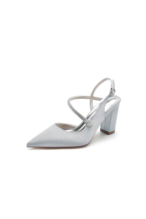 Rhinestone Strap Block Heel Sandals - KissProm