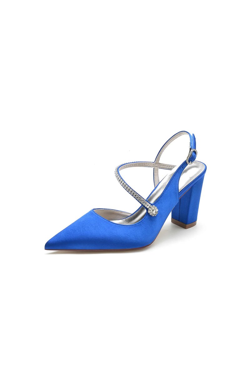 Rhinestone Strap Block Heel Sandals - KissProm