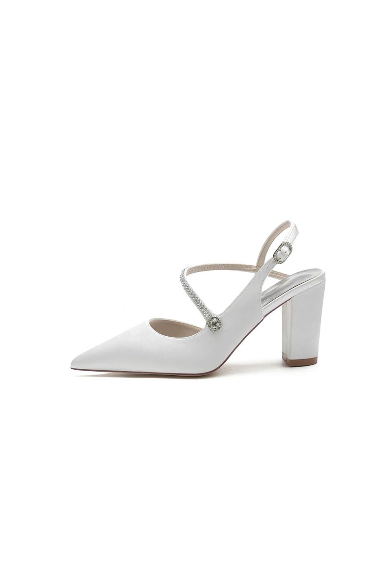 Rhinestone Strap Block Heel Sandals - KissProm