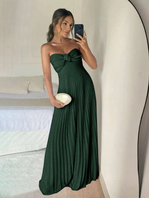 Rodri | A Line Light Pink Strapless Chiffon Long Prom Dress