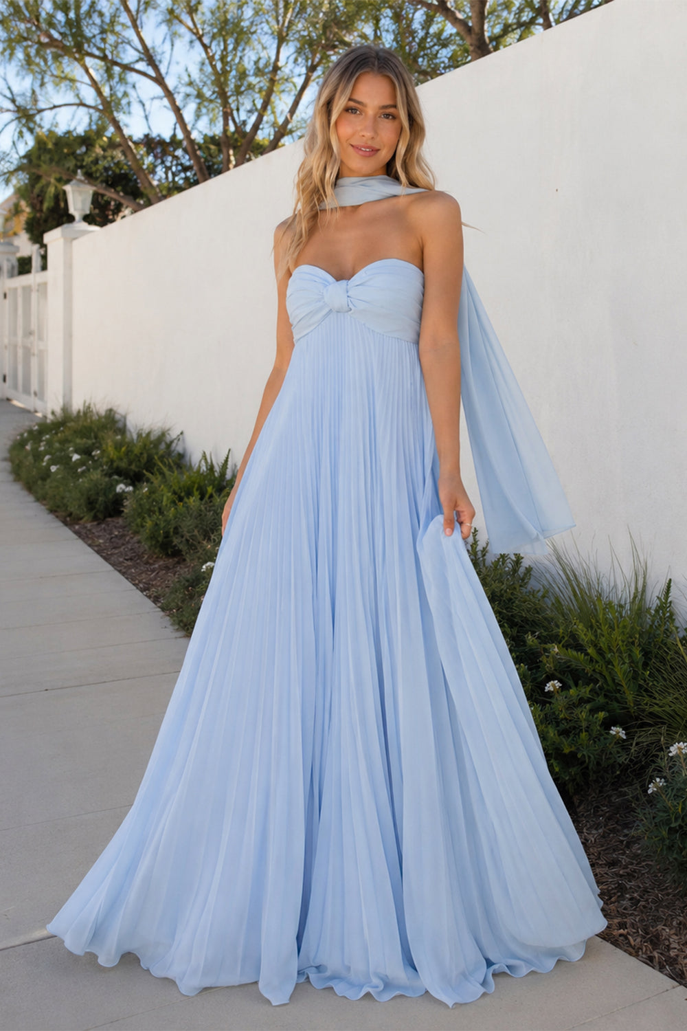 A Line Sky Blue Sweetheart Chiffon Long Prom Dress – Prom Dresses by KissProm | Available at KissProm