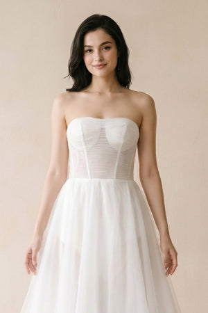 Romantic A-Line Sweetheart Tulle Beach Wedding Dresses with Slit – Wedding Dresses by KissProm | Available at KissProm