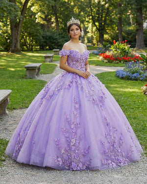 Romantic Sleeveless Beading Quinceanera Dresses with 3D Flower Appliques - KissProm