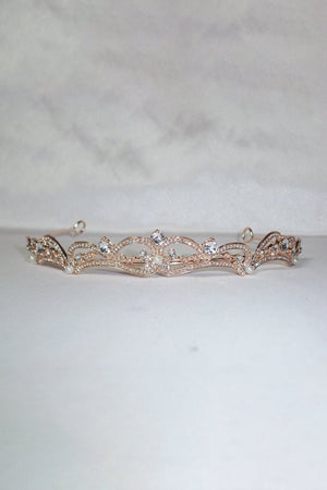 Gold Rhinestone Pearl Wedding Tiara - KissProm