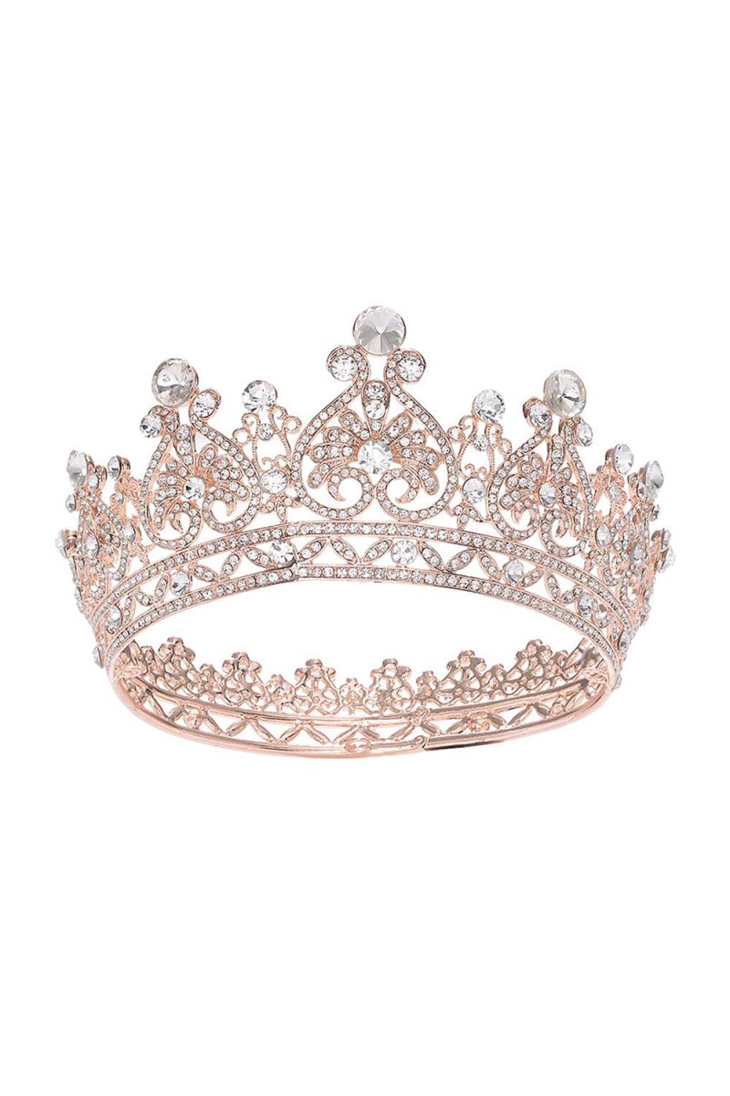 Rose Gold Sparkly Crystal Bridal Crown - KissProm