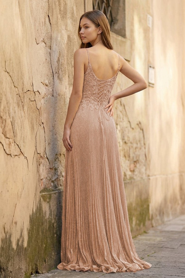 Rose Pink A - line Floor Length Glitter Jersey Prom Dress with Appliques and Sequins - KissProm