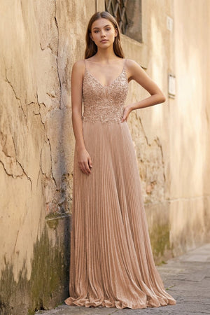 Rose Pink A - line Floor Length Glitter Jersey Prom Dress with Appliques and Sequins - KissProm