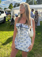 Roselith | Blue - Strapless Sheath Floral Printed Short Homecoming Dresses