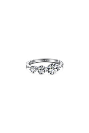Round - Cut Three Sparkle Zircon Ring - KissProm