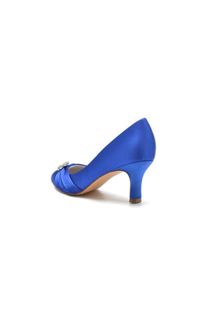 Round Toe Crystal Flower Chunky Heels - KissProm