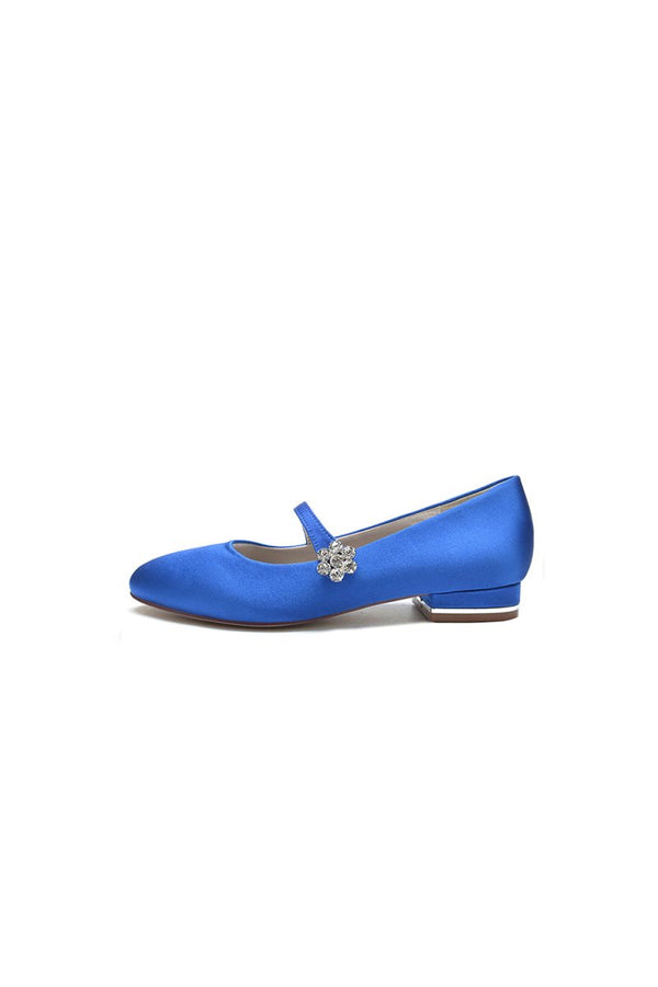 Round Toe Crystal Flower Flats - KissProm