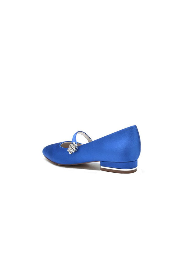 Round Toe Crystal Flower Flats - KissProm