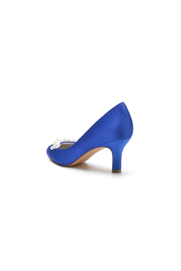 Round Toe Pearl Chunky Heels - KissProm
