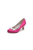 Round Toe Pearl Chunky Heels - KissProm