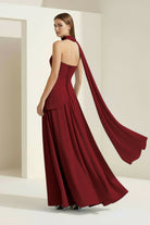 Roxanne | Pink - Strapless Sheath Chiffon Long Prom Dresses With Slit - KissProm