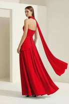 Roxanne | Pink - Strapless Sheath Chiffon Long Prom Dresses With Slit - KissProm