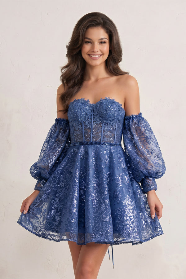 Royal Blue A-Line Sweetheart Homecoming Dress - KISSPROM