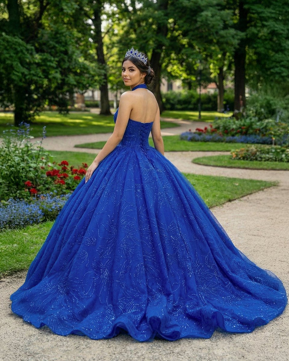 Royal Blue Ball Gown Halter Sleeveless Quinceanera Dress Royal Blue / 12