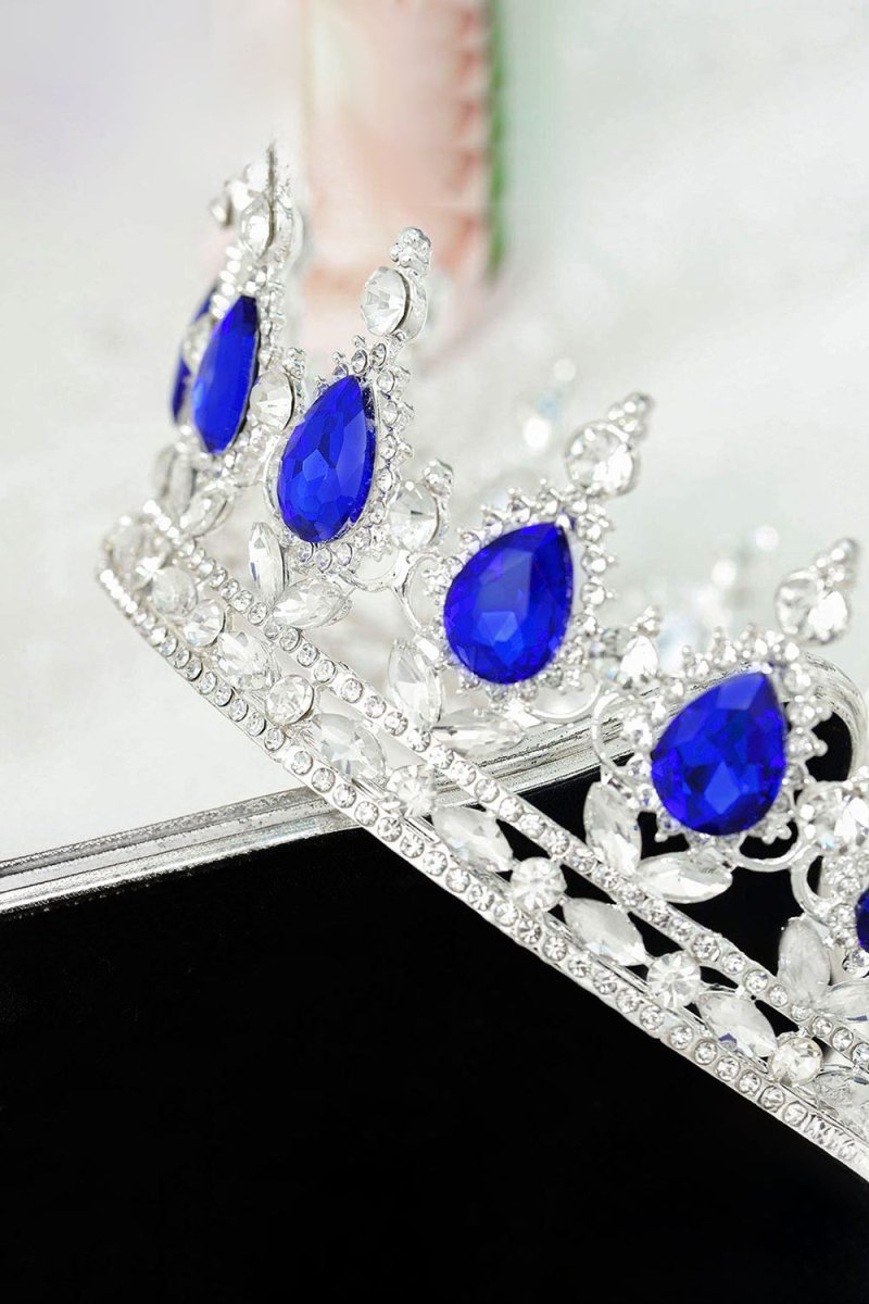 Royal Blue Crystal Baorque Crown - KissProm