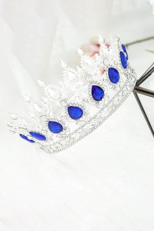 Royal Blue Crystal Baorque Crown - KissProm