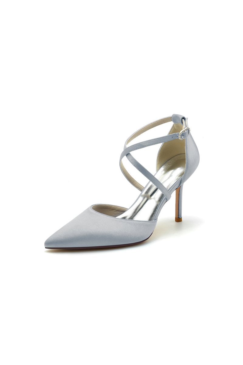 White High Heels with Metallic Accents - KissProm