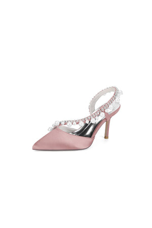 Royal Blue High Heels with Pearl and Crystal Embellishments Description - KissProm