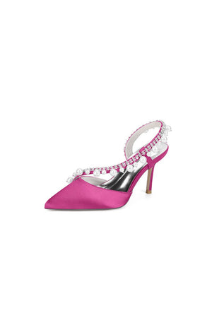 Royal Blue High Heels with Pearl and Crystal Embellishments Description - KissProm