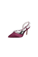 Royal Blue High Heels with Pearl and Crystal Embellishments Description - KissProm