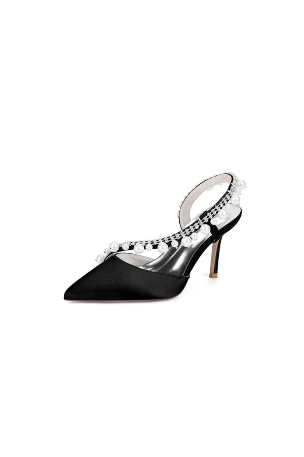 Royal Blue High Heels with Pearl and Crystal Embellishments Description - KissProm