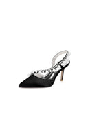 Royal Blue High Heels with Pearl and Crystal Embellishments Description - KissProm