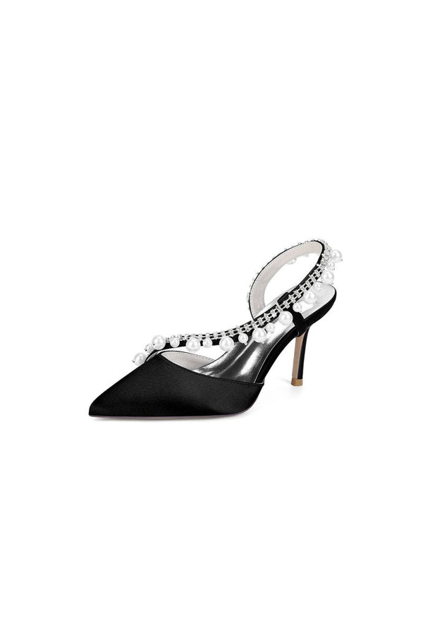 Royal Blue High Heels with Pearl and Crystal Embellishments Description - KissProm