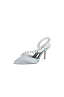 Royal Blue High Heels with Pearl and Crystal Embellishments Description - KissProm