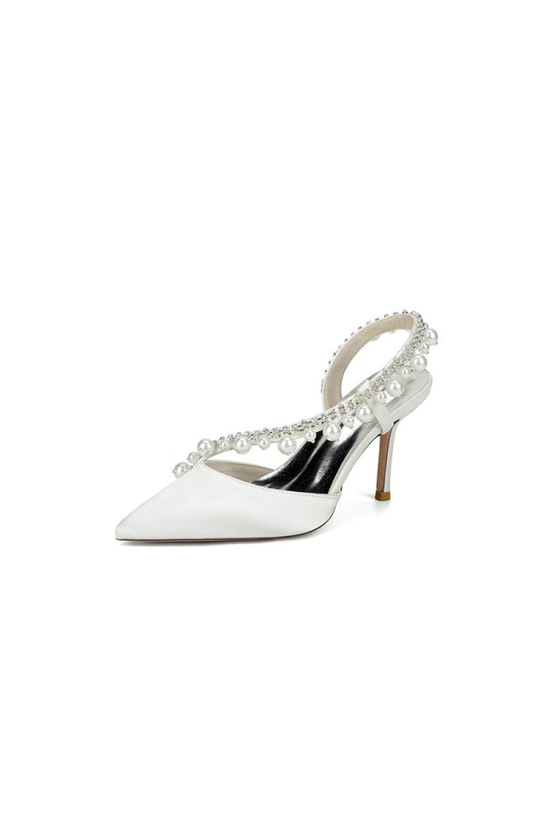 Royal Blue High Heels with Pearl and Crystal Embellishments Description - KissProm