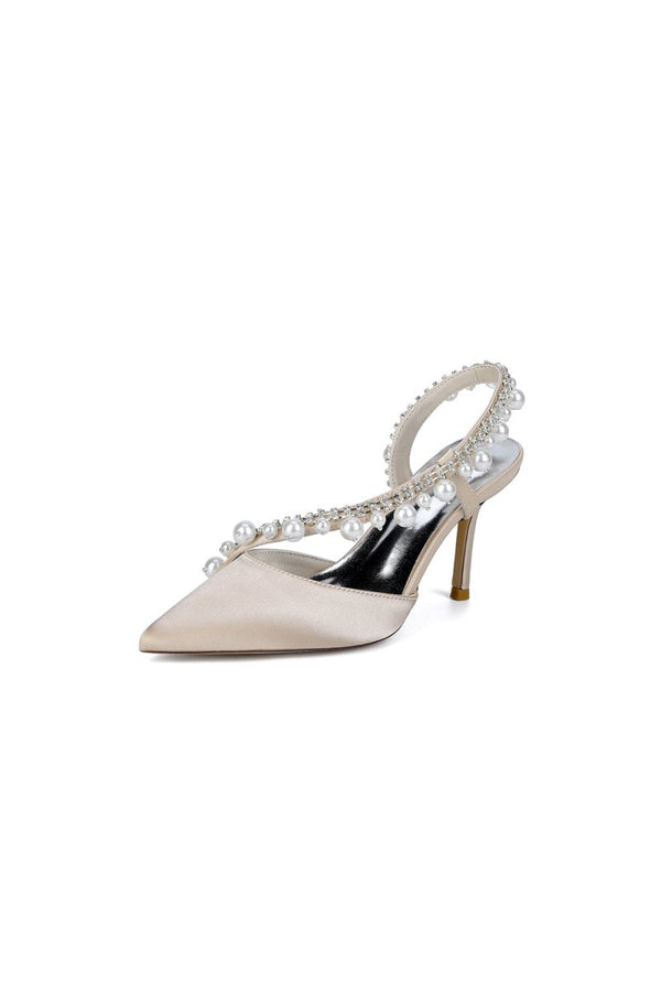 Royal Blue High Heels with Pearl and Crystal Embellishments Description - KissProm