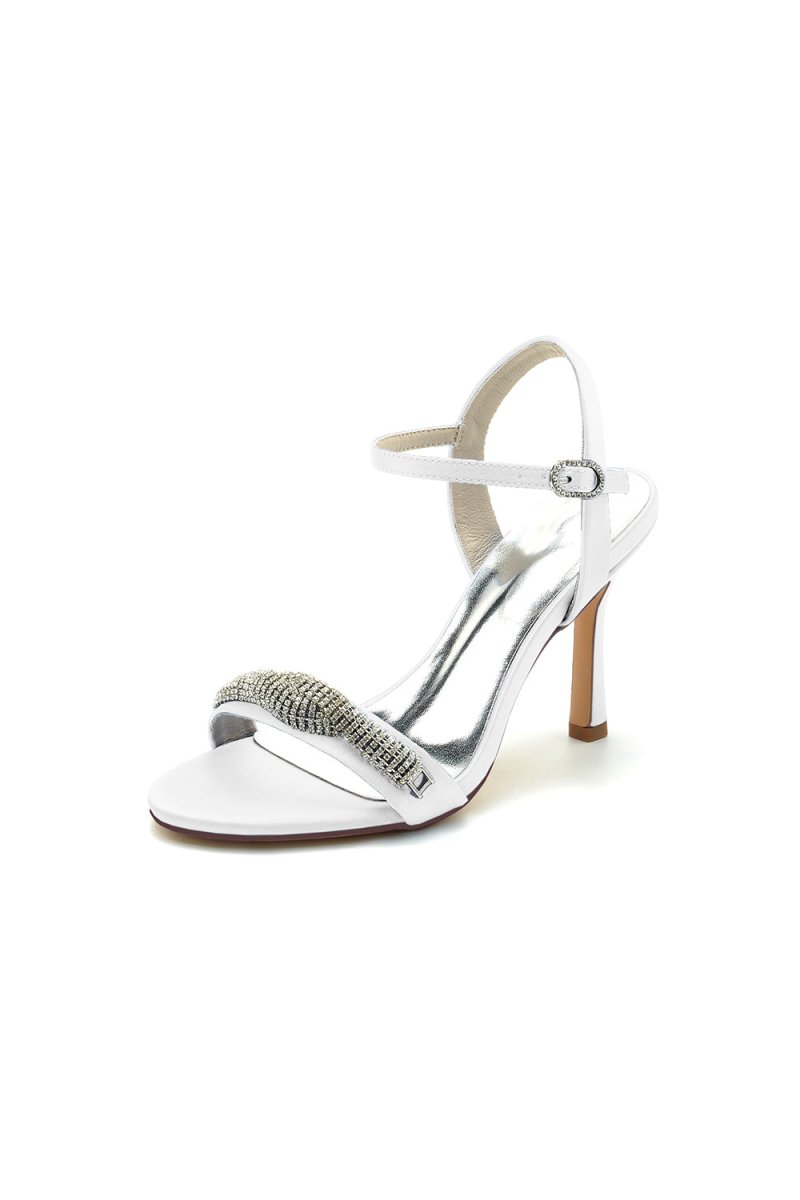 Ivory High Heels with Sparkling Crystal Embellishments - KissProm