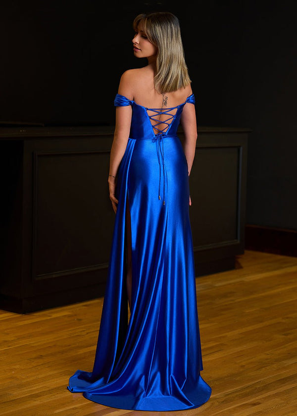 Mermaid Satin Long Prom Dress with Slit - KISSPROM PROM DRESSES