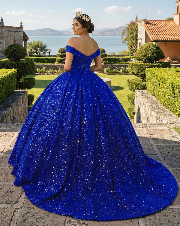 Royal Blue Quinceanera Dress Ball Gown Quinceanera Dresses Off Shoulder (2) | KISSPROM