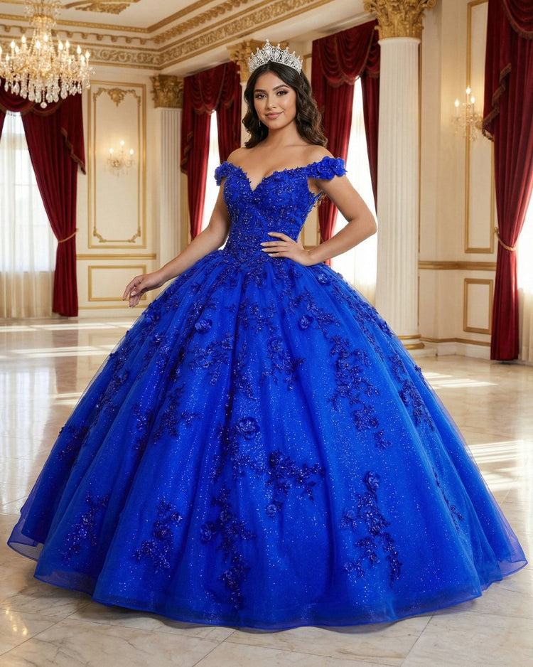 Royal Blue Off the Shoulder Puffy Quinceanera Dresses