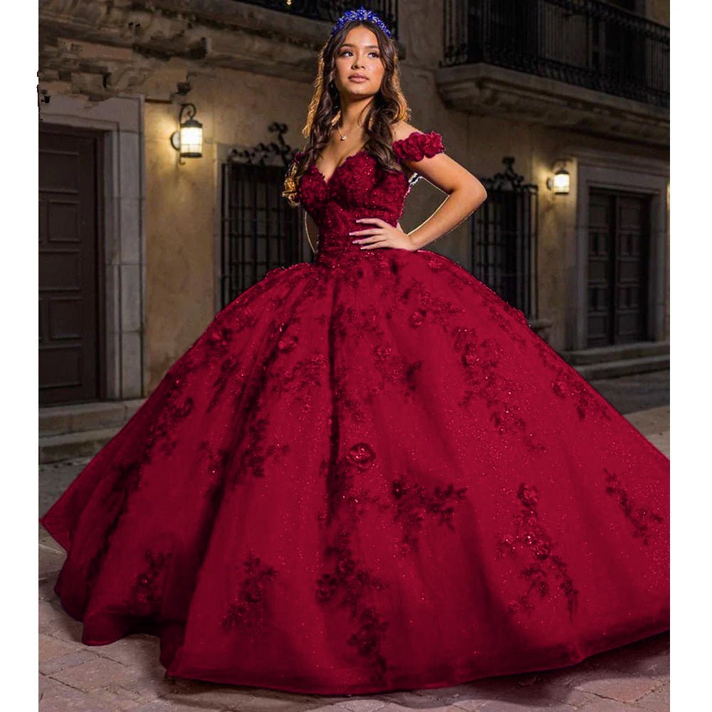 strapless open back dress Puffy quinceanera dress with beautiful golden lace – Elegant Bride and  Quinceanera main image 1