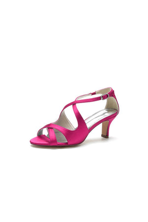Royal Blue Satin Cross - Strap Pump with Ankle Strap - KissProm
