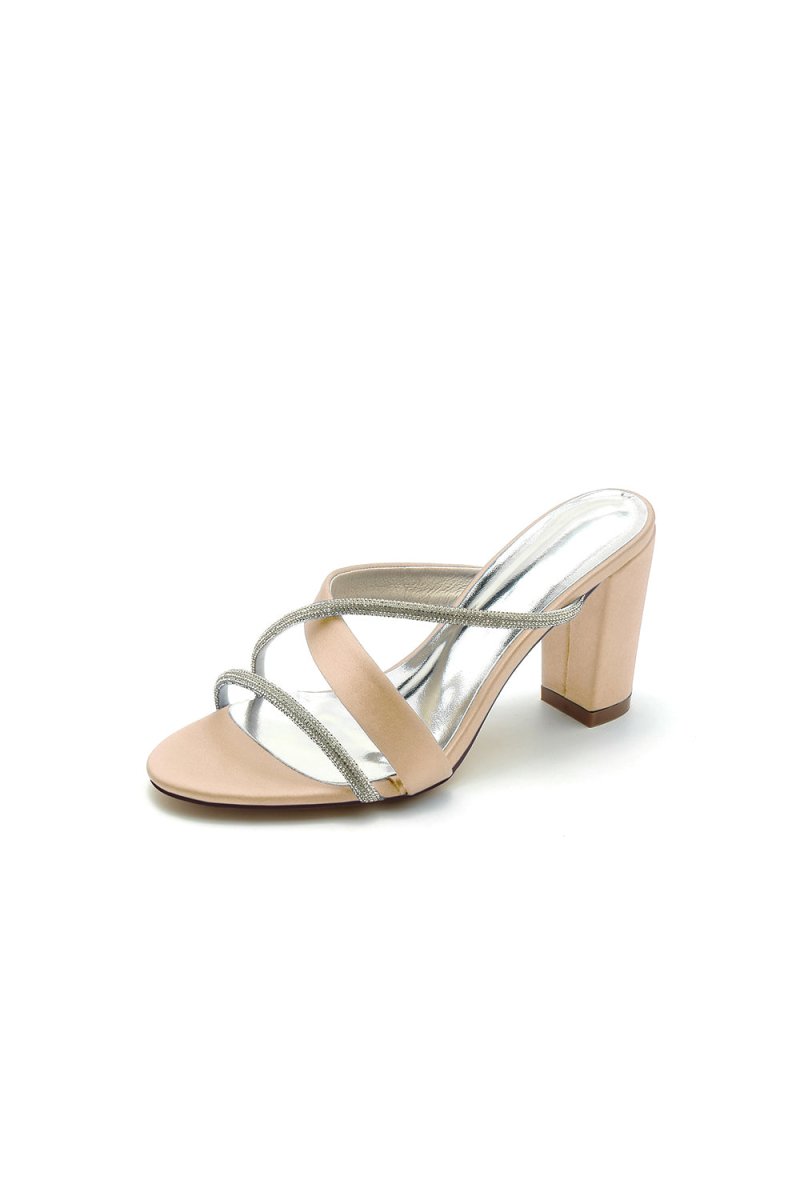 Royal Blue Satin High - Heeled Sandals - KissProm