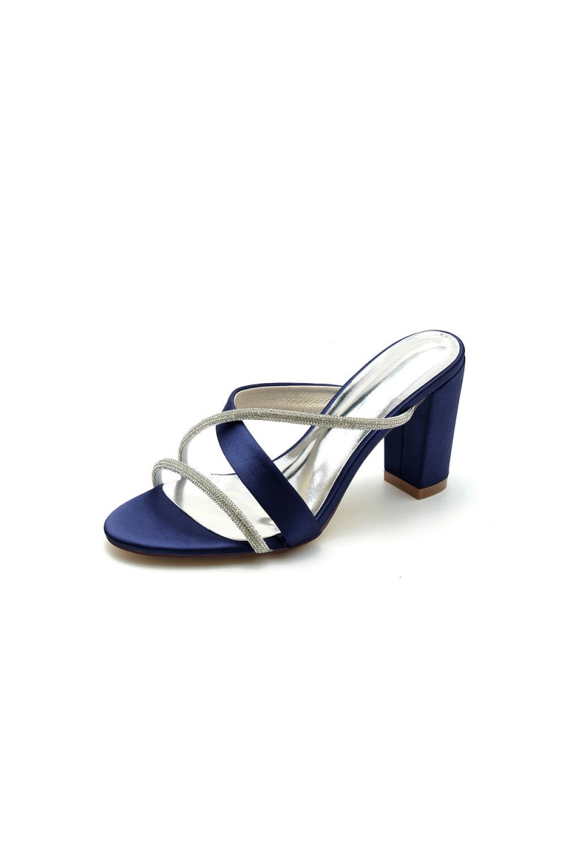 Royal Blue Satin High - Heeled Sandals - KissProm