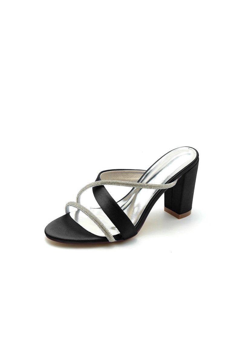 Royal Blue Satin High - Heeled Sandals - KissProm